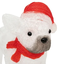 ohgreen Acryl hond met kerstmuts 60 led h37cm