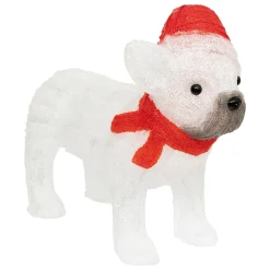ohgreen Acryl hond met kerstmuts 60 led h37cm