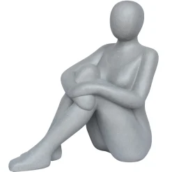 ohgreen Beeld zittende vrouw grijs 56,5cm