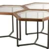 ohgreen Bijzettafel hexagon glas/hout bruin