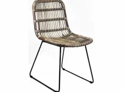 ohgreen Chair dining metal rattan brown 46x57h84cm