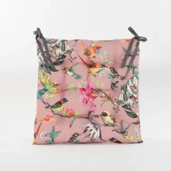ohgreen Gewatteerd stoelkussen vogels oud roze 38x38cm