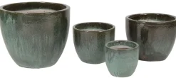 ohgreen Glazed egg pot moss green