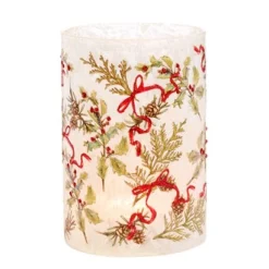 ohgreen Glazen cilinder votive met hulst en strik