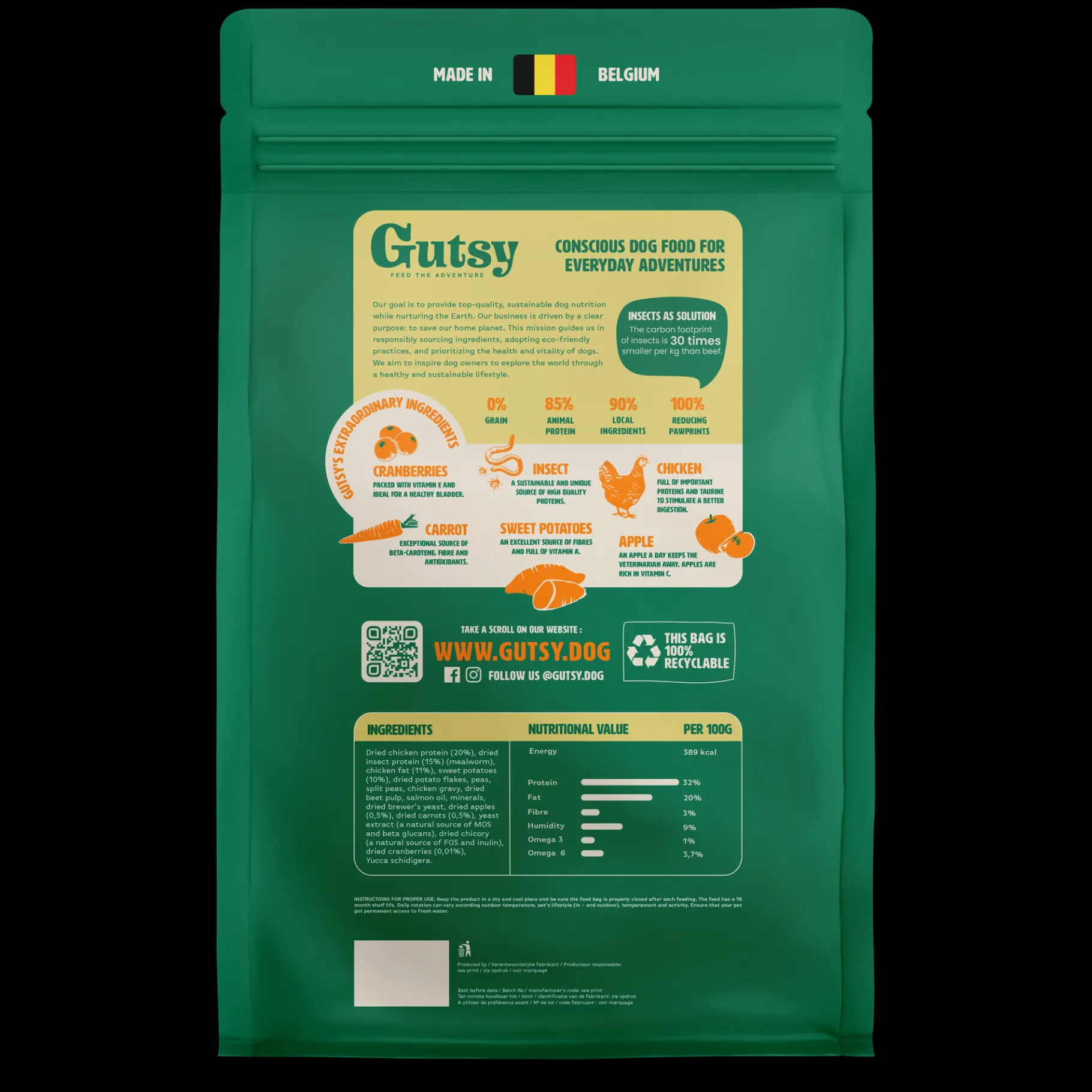 ohgreen Hondenbrokken kip en insect 2kg puppy