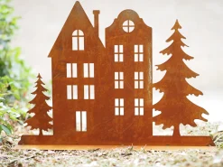 ohgreen Huizen met bomen op basis, winterlandschap