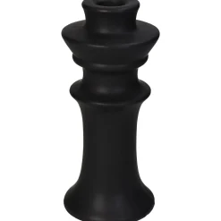 ohgreen Kandelaar fijn aardewerk zwart 8x8x18cm