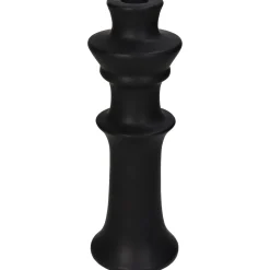 ohgreen Kandelaar fijn aardewerk zwart 8x8x24cm