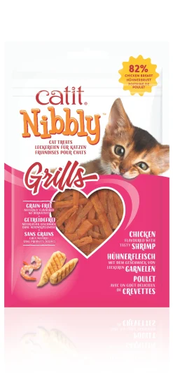 ohgreen Kattensnack nibbly grills kip & garnaal 30g