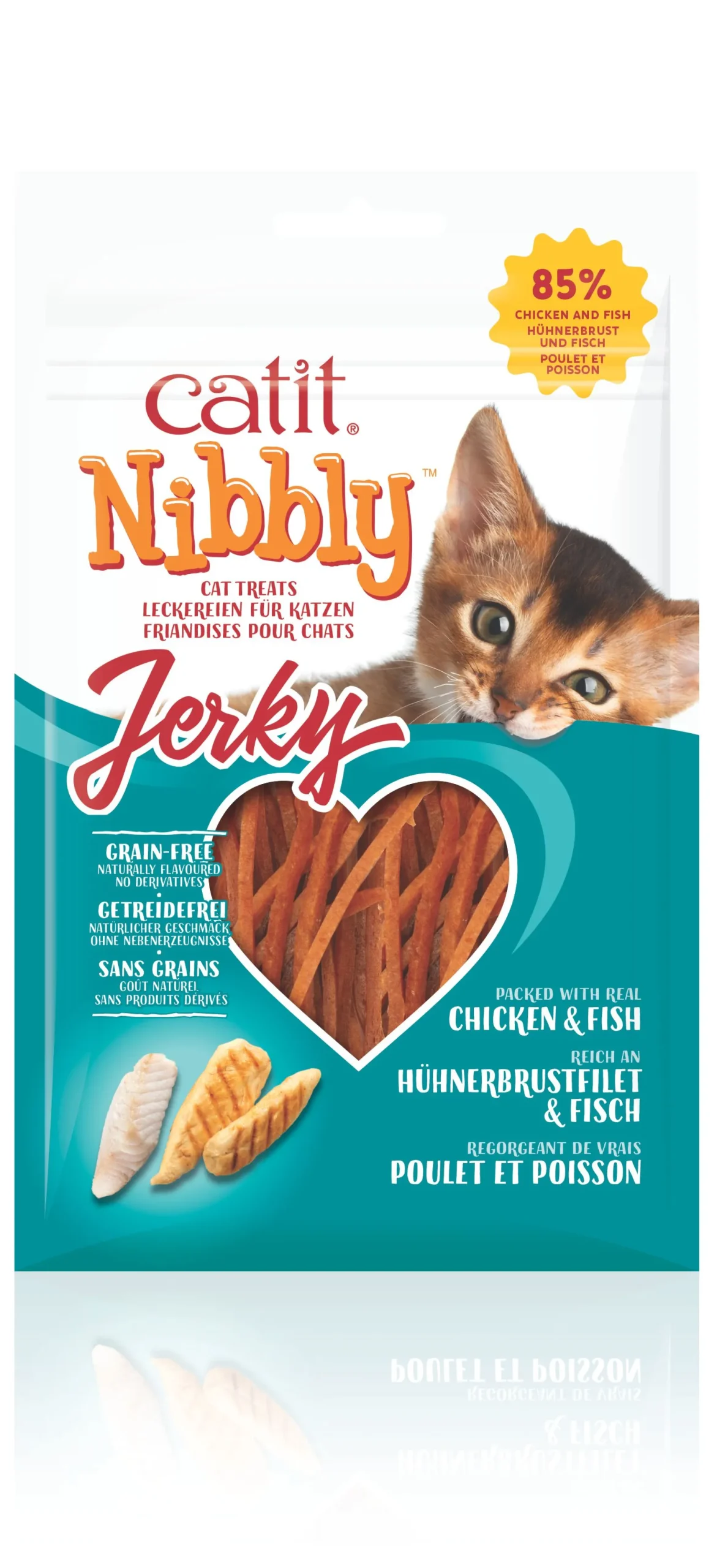 ohgreen Kattensnack nibbly jerky kip & vis 30g