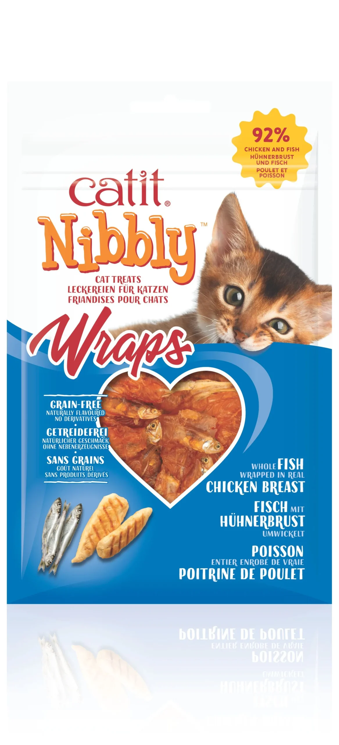 ohgreen Kattensnack nibbly wraps kip & vis 30g