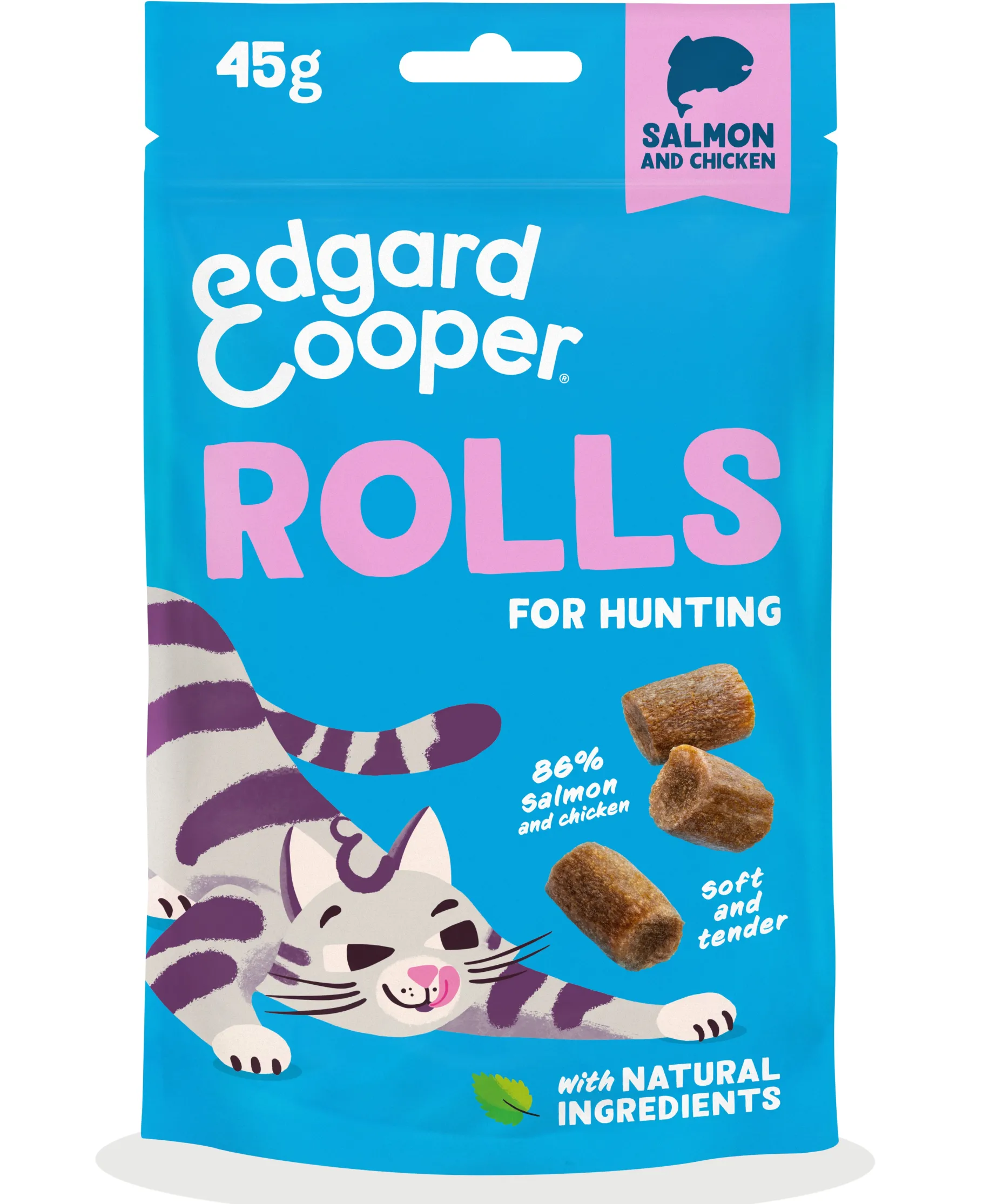 ohgreen Kattensnacks | ec rolls zalm&kip 45g