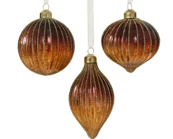 ohgreen Kerstbal glas lijnen glitters