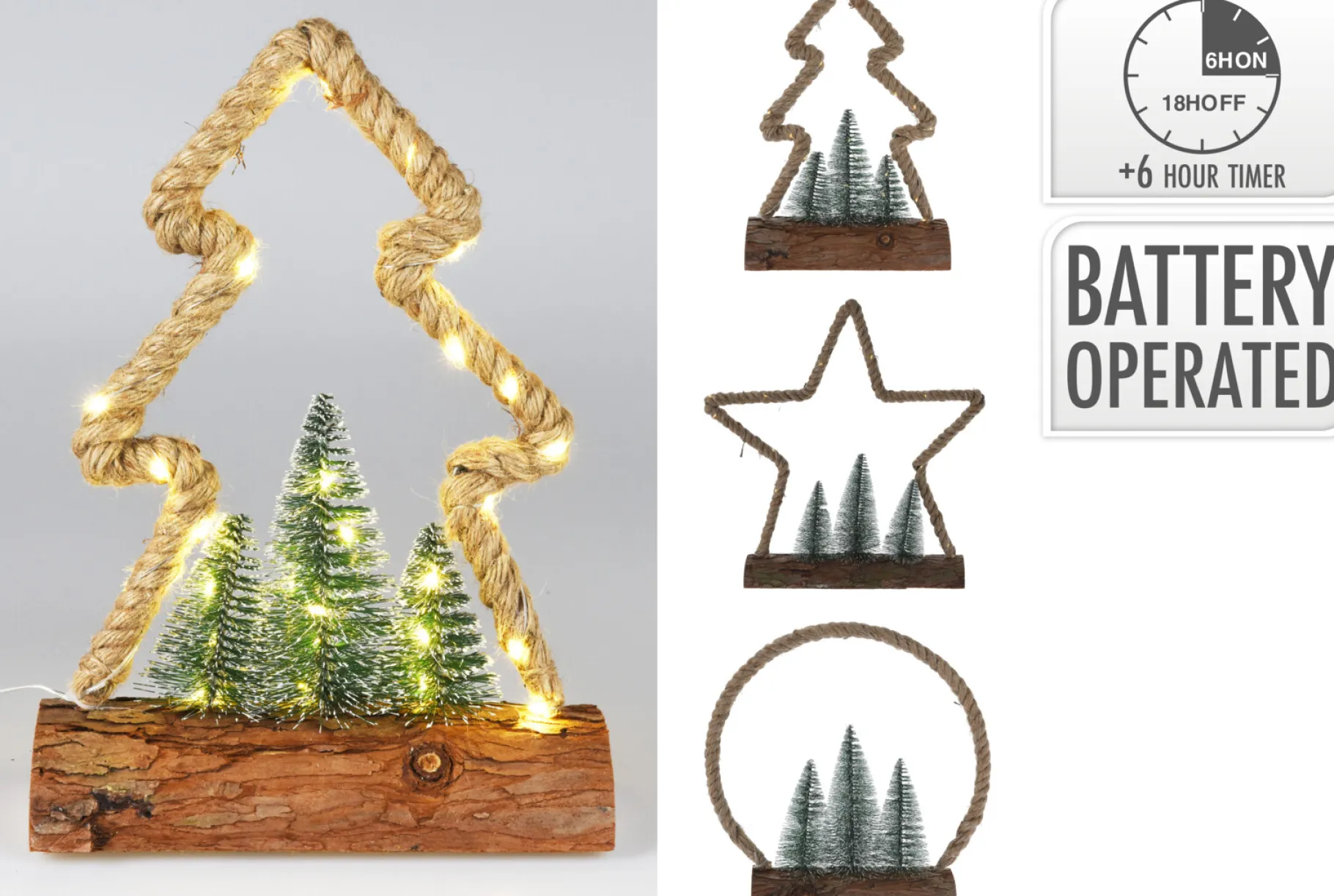 ohgreen Kerstfiguur jute 30led