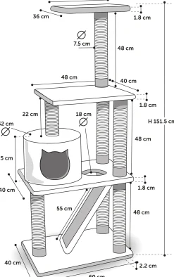 ohgreen Krabpaal forza zwart 60x40x151,5cm