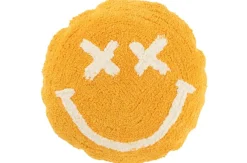 ohgreen Kussen smiley getuft katoen oranje/wit