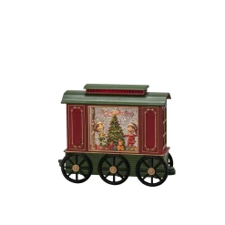 ohgreen Led kerstlantaarn treinwagon met kinderen, kerstboom en kerstcadeaus