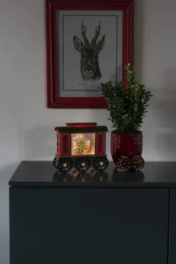 ohgreen Led kerstlantaarn treinwagon met kinderen, kerstboom en kerstcadeaus