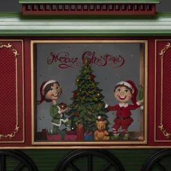 ohgreen Led kerstlantaarn treinwagon met kinderen, kerstboom en kerstcadeaus