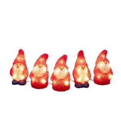 ohgreen Led lichtsnoer met 5 rode acryl kerstmannen