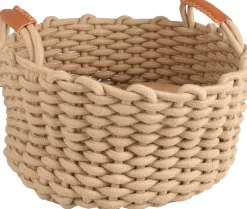 ohgreen Mand enya rond + kussen beige dia.34x18cm