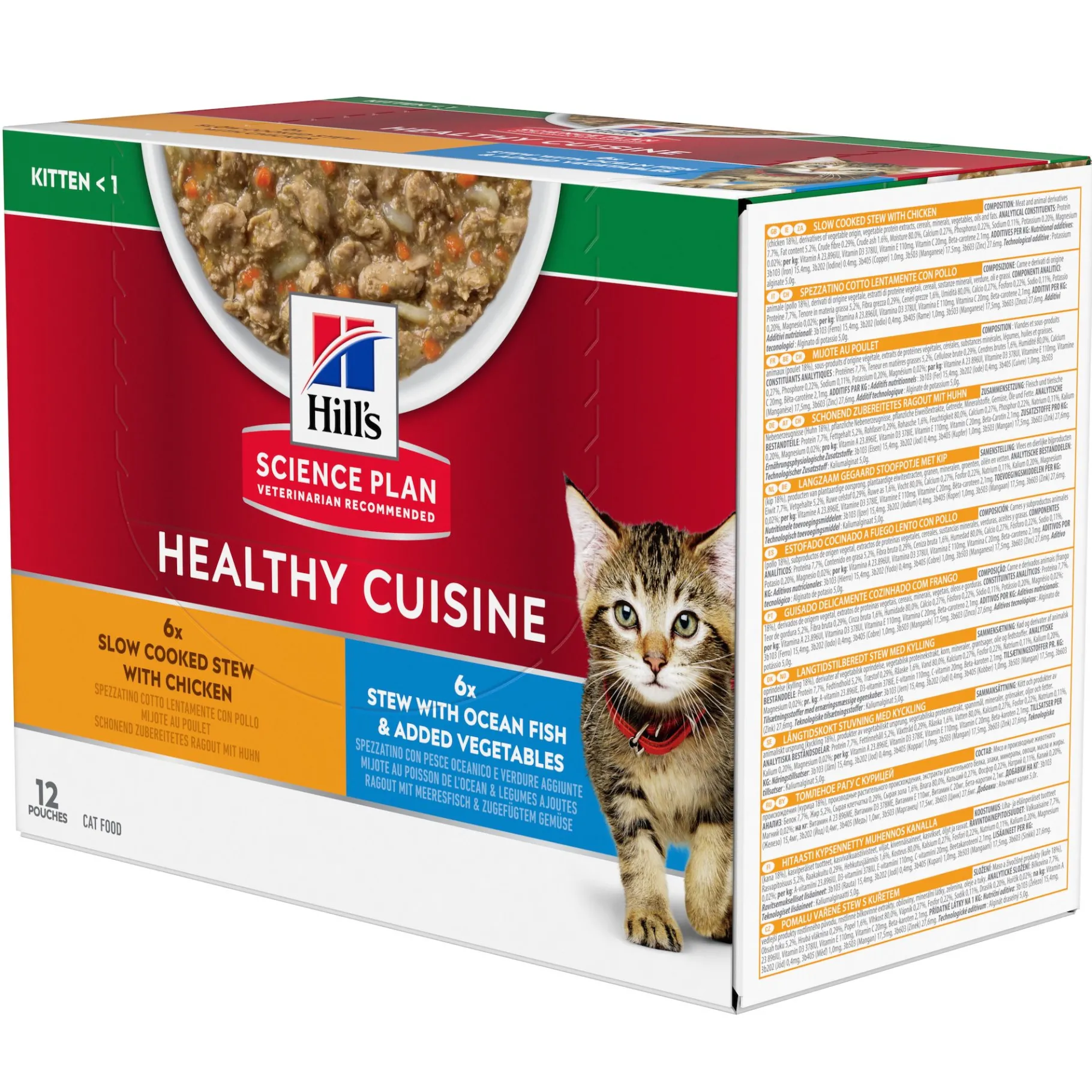 ohgreen Natvoer voor katten hill's science plan healthy cuisine kitten stoofpotje met kip en toegevoegde groenten, met zalm en toegevoegde groenten multipack 12x80g