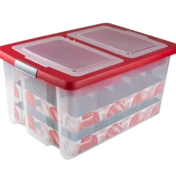 ohgreen Nesta kerst box 51l met trays voor 40 kerstballen tr rood