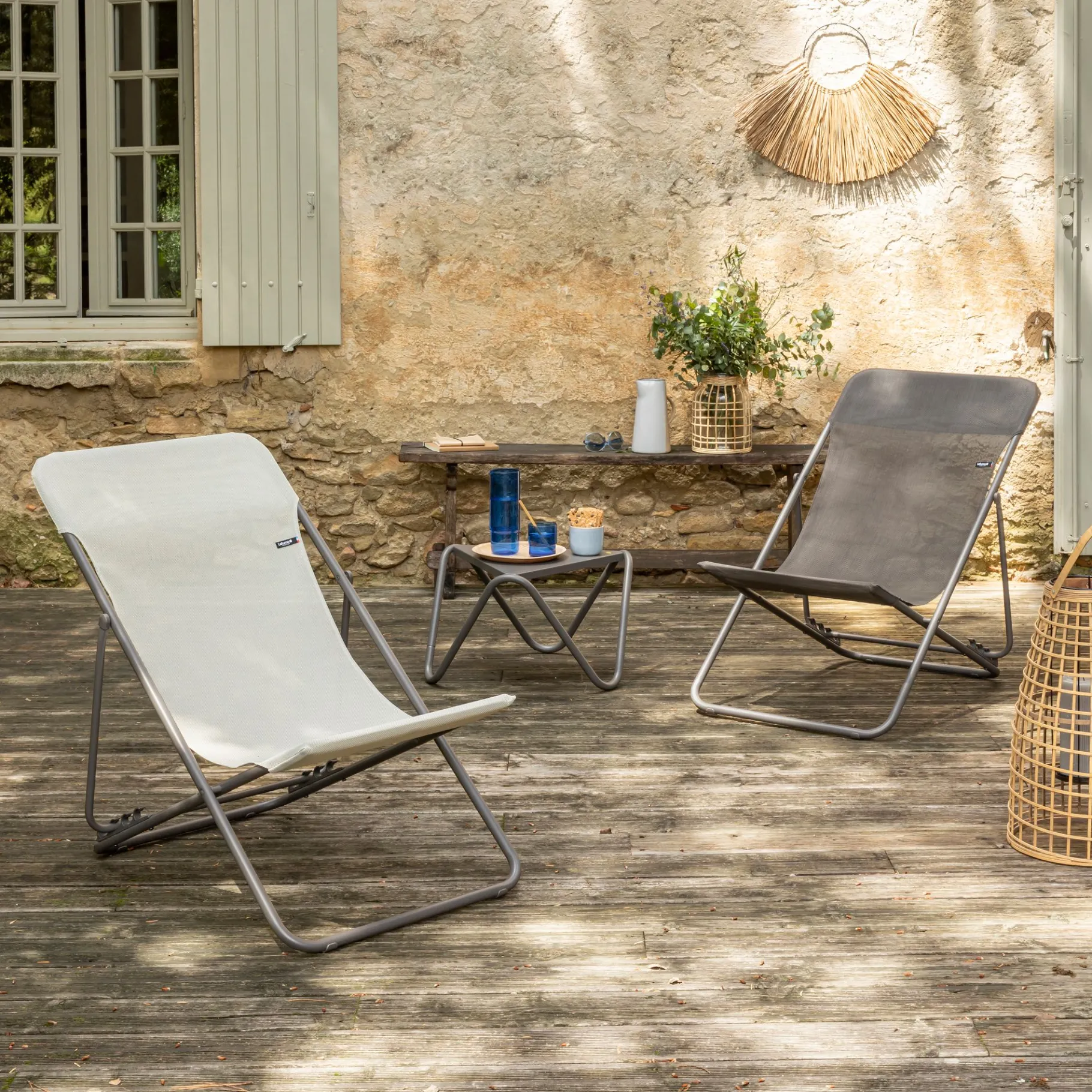 ohgreen Opvouwbaar ligbed met meerdere standen seigle beige