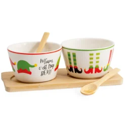 ohgreen Plank met 2 kommen