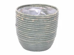 ohgreen Pot round balloon stripe olive d18h16cm