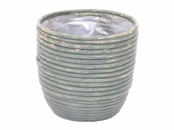 ohgreen Pot round balloon stripe olive d24h24cm