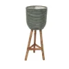 ohgreen Pot stripe wooden legs green d25h64cm