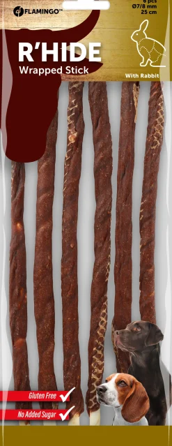 ohgreen R'hide stokjes omwikkeld met konijn 7/8mm 25cm 6st 130gr
