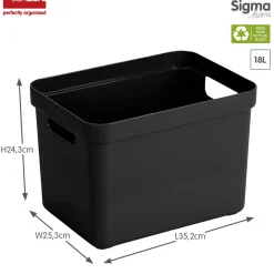 ohgreen Sigma home opbergbox 18l zwart