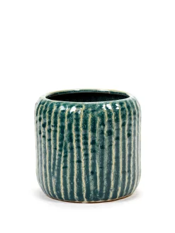 ohgreen Sixties Pot ribbels blauw grijs d15,5 h14,5