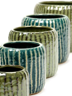 ohgreen Sixties Pot ribbels blauw grijs d14 h12,5