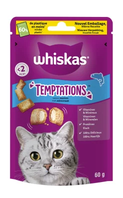ohgreen Snacks voor katten |whiskas temptations zalm 60g