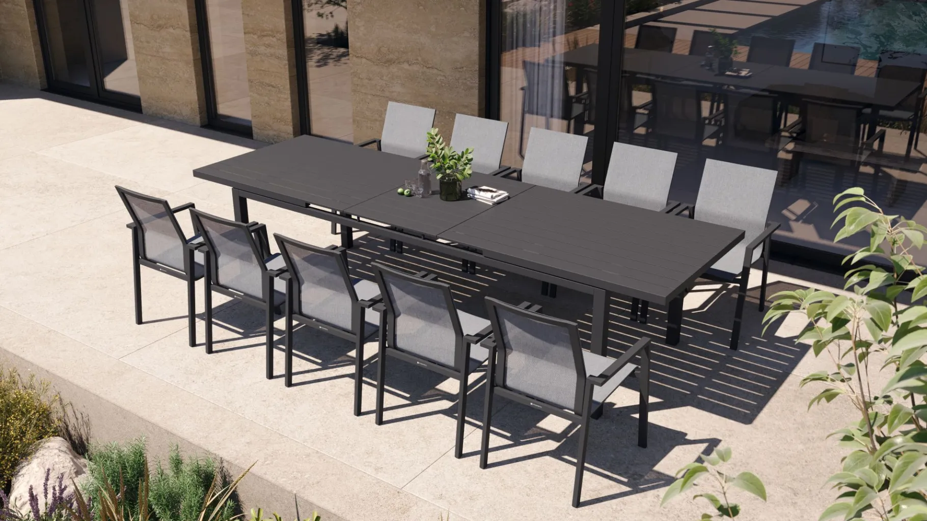 ohgreen Tafel Albin 256-320x100cm charcoal/aluminium