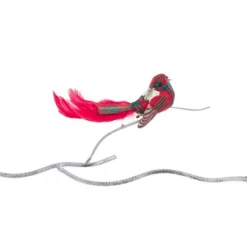 ohgreen Tartan vogeltje met pluim op clip