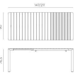 ohgreen Tevere tafel verlengbaar 147cm antraciet