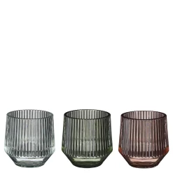 ohgreen Theelicht houder glas groen roze 3 assorti - h8xd8cm