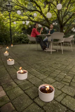 ohgreen Tuinkaars in ronde terracotta schaal wit 11u - zwart