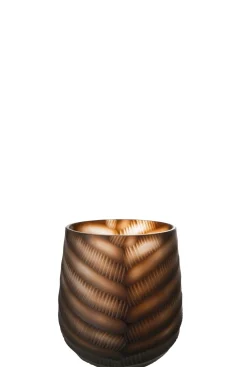 ohgreen Vaas gekerfd glas bruin small