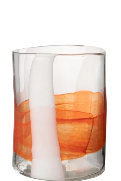 ohgreen Vaas iggy glas wit/oranje small