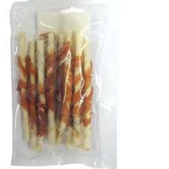 ohgreen Witte buffelhuid rollstick 13 cm. met kip, 10-pack